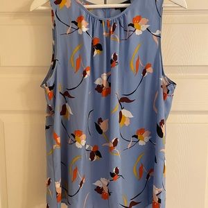 Halogen blue floral shell.  Size Large.  Machine wash, dry flat.